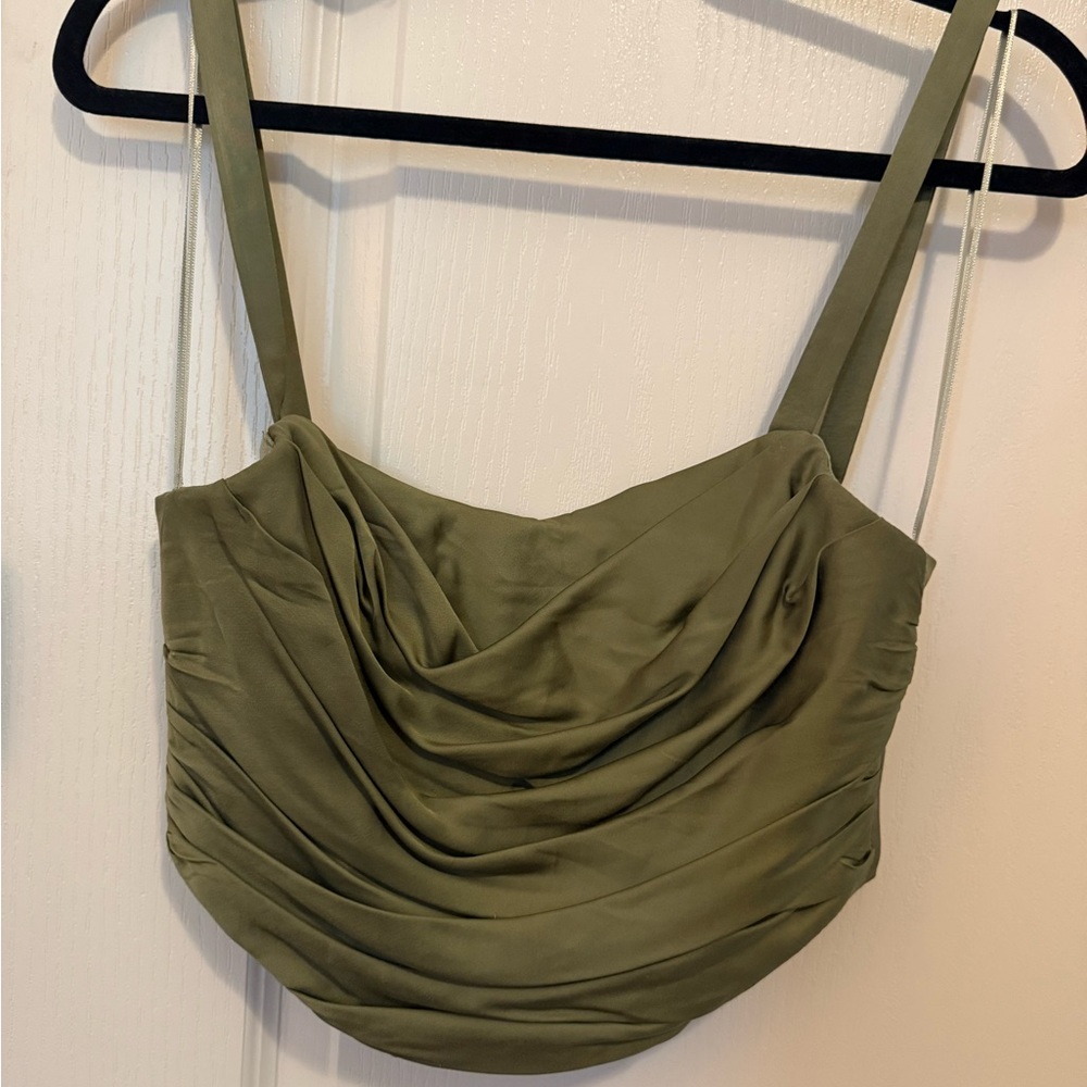 Zara Olive Green Corset Crop Top
